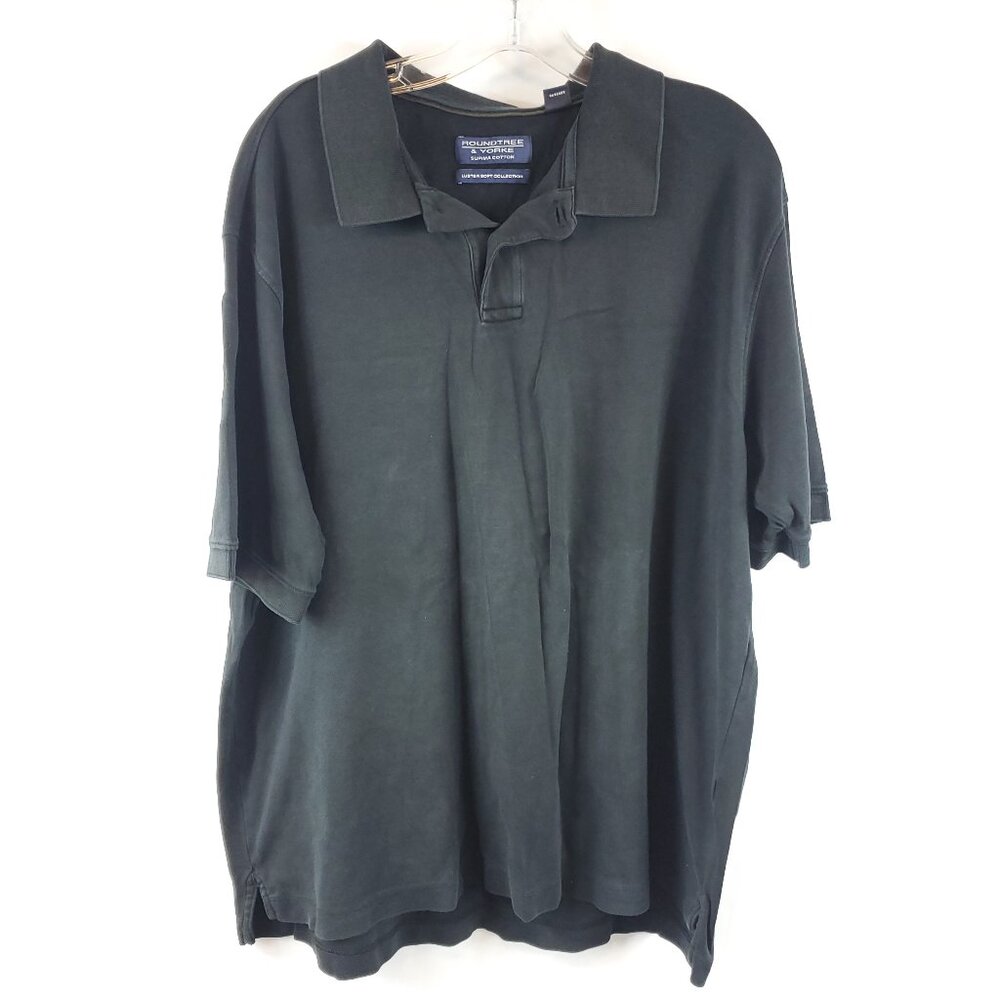 Roundtree & Yorke Supima Cotton Mens Polo Blk Luster Soft Collection Shrt Slv XL